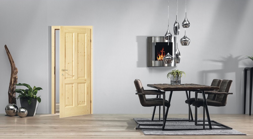 Vollholztüre Type 4 Fichte geb. lackiert inkl. Zarge – Bild 2